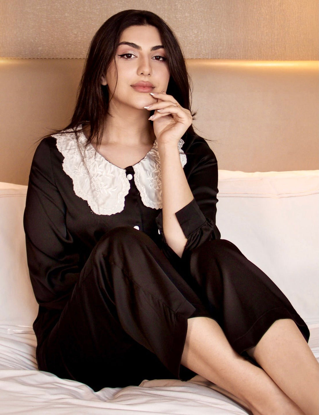 Classy Long Satin Pyjama Set - ROOSHKA Women&